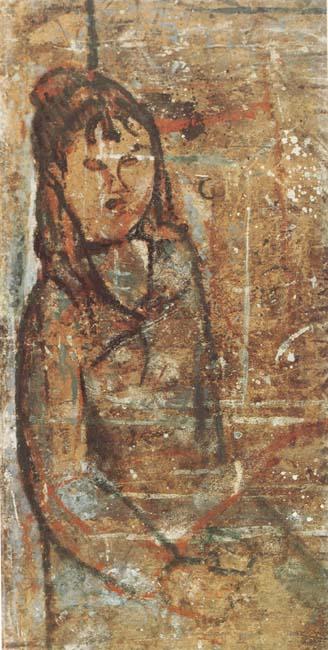 Femme assise tenant un verre (mk39), Amedeo Modigliani